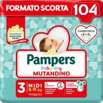 Pampers Baby Dry Mutandino Midi, 104 Pannolini, Taglia 3 (6-11 Kg)