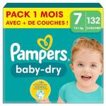 Pampers Pannolini taglia 7 (15 kg+) Baby-Dry, extra large, confezione mensile, fino a 12 ore, protezione completa contro le perdite, 132 pezzi