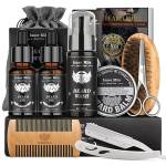 Kit Barba per Uomo, Kit Post Trattamento Rimozione Peli Barba, Olio da Barba, Balsamo Barba, Shampoo Barba, Pennello, Pettine, Regali Natale Perfetti per Lui e Papà