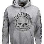 Harley-Davidson Men's Hooded Sweatshirt, Willie G Skull, Gray Hoodie 30296654