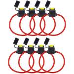 Tian 8Pack Portafusibili per Fusibili Lamellari Auto ATC / ATO impermeabile 14AWG Fusibile In-Line con un Cappello per Auto, Barca, Motocicletta (Misura Media)