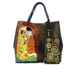 Borsa in pelle dipinta a mano – IL BACIO DI KLIMT - Borsa da Donna, Borsa a Spalla, Con Tasche, In Pelle Dipinta, Con Tasca in Pelle, In Pelle, Lavorazione Artigianale