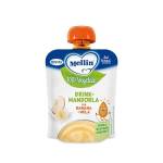 MELLIN Merenda 100% Vegetale, Pouch Mandorla, gusto Mela e Banana 90g, Senza Zuccheri Aggiunti- 6 Confezioni da 90g