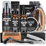 CUSMAY Kit Barba per Uomo 11 in 1 Set Regalo Cura della Barba, Kit Crescita Barba Completo Professionale, Rasoio Barba, Rullo, Olio, Balsamo, Shampoo, Spazzola, Forbici, Regali Natale per Marito Papà