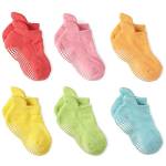 LA Active Calzini Presa Antiscivolo Cotone - 6 Paia - Per Bambini Piccoli Neonati e Infanti (Colori Luminosi, 6-12 Mesi)