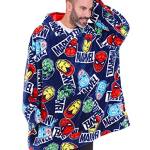 Marvel Avengers - Felpa con cappuccio da uomo, in pile oversize, colore: blu, Blu, Taglia unica