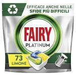 Fairy Platinum Detersivo Pastiglie Lavastoviglie, Brillantante, 73 Capsule Lavastoviglie, Limone, con Sistema Di Prelavaggio Integrato, Efficace nelle Sfide Difficili Contro lo Sporco