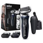 Braun Series 7 Rasoio Elettrico Barba, Custodia da Viaggio, Accessori Inclusi, con Testa e Lame Flessibili, Base di Ricarica, 70-B7850cc, Nero e Blu Notte