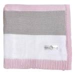 Minky Mooh Coperta 100% cotone organico, Oeko-Tex 100, coperta accogliente, coperta a maglia, coperta per gattonare e coperta per bambini e bambine, regalo per la nascita - 94x72 cm, rosa