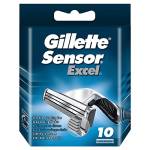 Gillette Sensor Excel, Confezione da 10 Lamette da Barba di Ricambio, Rivestimento in Cromo per Lame che Durano a Lungo