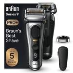 Braun Series 9 PRO +, Rasoio Elettrico Barba Rifinitore di precisione, Custodia da Viaggio in tessuto, Batteria Litio Ion, 100% Impermeabile Idea Regalo, 9517s Argento