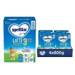 MELLIN 3 - Latte di Crescita in Polvere per Bambini - dal 1° al 2° anno - Confezione da 3200 grammi (4 pezzi da 800g)