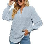 FWAY Camicette da Lavoro Casual da Donna con Scollo a V, Maniche Lunghe, in Chiffon, Camicie da Lavoro