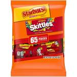 Skittles and Starburst Original Halloween Candy Bag, 65 Fun Size Pieces, 31.9 ounces