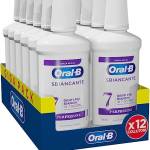 Oral-B Collutorio Perfezione Sbiancante, Gusto Menta, Denti più Bianchi in 7 giorni, Senza Alcol, Maxi Pacco, Confezione da 12 Collutori (12x500ml)