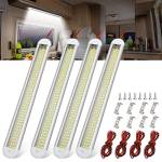 4Pcs 120 LED Barra Luminosa a LED per Interni, 12V-85V Barra Lampada Illuminazione Universale, Luci Interne per Auto, Camion, Camper, Van, Bus, Furgone, Roulotte, Barca, Cucina con Interruttore ON/OFF