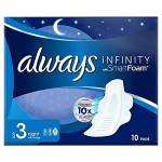 Always Infinity Night (misura 3) - Assorbenti sanitari con ali, 10 per confezione da 5