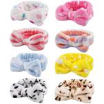 BAHABY Spa Headband 10 Pack Makeup Bow Hair Band Facial Elastic Soft Coral Fleece Turban Cute Towel Headbands for Shower, Washing Face and Apply Mask