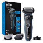 Braun Series 5, Rasoio Elettrico Barba Accessori inclusi, Uso a Secco o Sotto Acqua, con Lame Flessibili, Base di Ricarica, Uso a Secco o Sotto Acqua, Idea Regalo, 50-B4650cs Nero e Blu