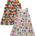 Amazon Essentials Disney | Marvel | Star Wars | Frozen | Princess Abiti a Balze smanicati in Maglia (precedentemente Spotted Zebra) Bambine e Ragazze, Pacco da 2, Iconici Amici Marvel, 11-12 Anni