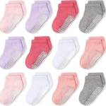 CozyWay Calzini per bambini a bassa caviglia senza slip, 12 pacchetti per ragazze, colori pastello, 1-3 anni