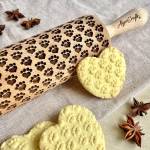 ZAMPA- CUORE Mattarello Decorativo per Biscotti | Mattarello Inciso | Rullo per Biscotti e per Modellare | Mattarello Legno Goffrato di Algis Crafts