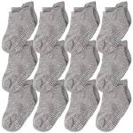 CozyWay Calzini senza slip senza slip calzini per bambini, 12 pacchetti per ragazzi e ragazze, grigio, 1-3 anni