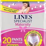 Lines Specialist Maternity, Mutandine Assorbenti Lines Maternity Post Parto, con Supporto Dell'Addome e Assorbenza Rapida per Perdite Post Parto, Taglia L, Confezione da 20 pezzi